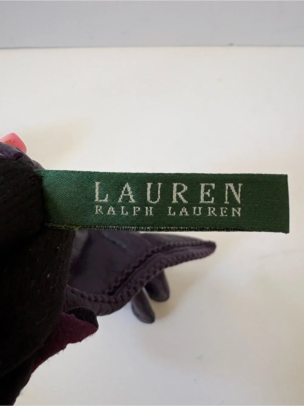 LAUREN Ralph Lauren Purple Lined Leather Women's Gloves S Preppy Career Academia